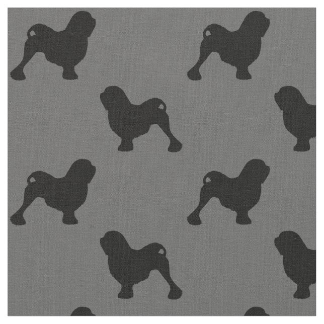 Tissu Silhouettes de race de chien de Lowchen Patterned (Fermer)