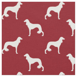 Tissu Silhouettes de Saluki Motif Rouge et Blanc