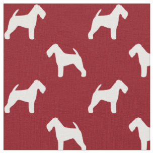 Tissu Silhouettes de Terrier Gallois Chiens Rouge et Bla