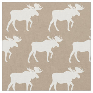 Tissu Silhouettes d'élan Brun Bébé
