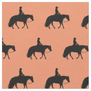 Tissu Silhouettes occidentales noires de sautillement de