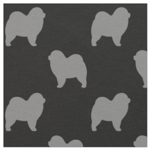 Tissu Silhouettes Rough Chow Chow Chien Motif