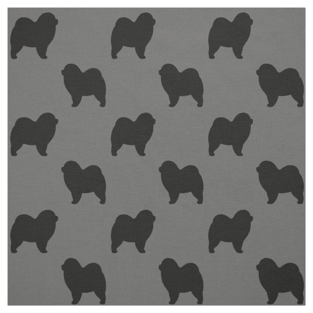 Tissu Silhouettes Rough Chow Chow Chien Motif (Échantillon)