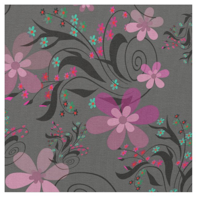 Tissu Simples abstrait rétro fleurs violet gris backgr (Fermer)