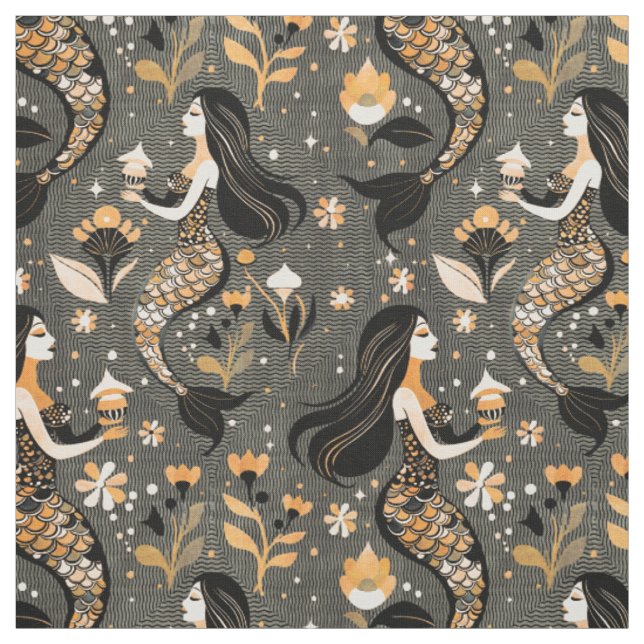 Tissu Sirènes d'or (Échantillon)