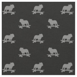 Tissu Skateboard Bulldog Silhouettes Motif Chien Cool