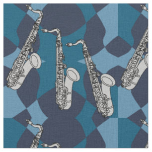 Tissu Sketchophone Motif Blues