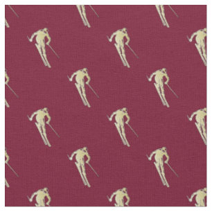 Tissu Skier Gold sur rouge