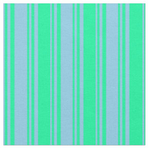 Tissu Sky Blue & Green Striped/Linked Motif