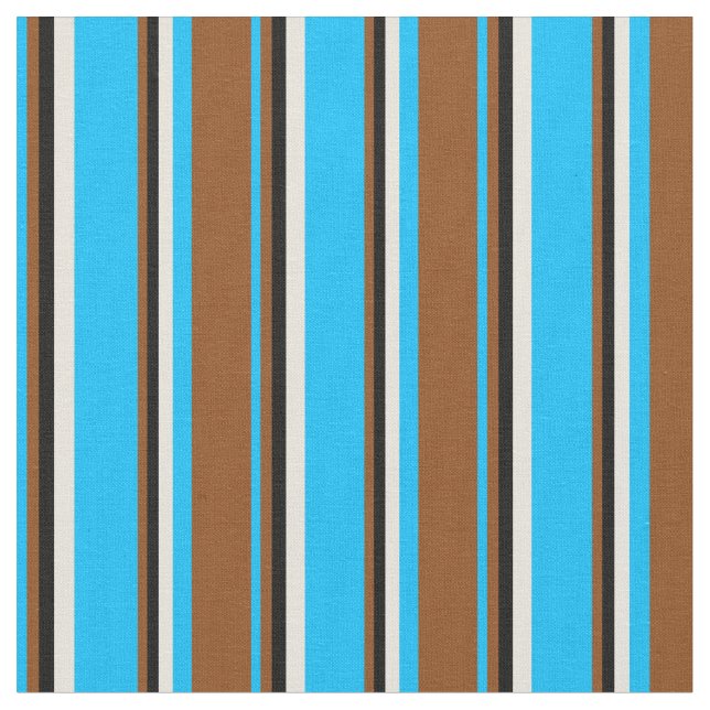 Tissu Sky Blue profond, Brown, noir et Motif beige (Fermer)