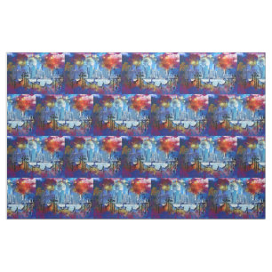 Tissu SlipperyJoe NYC graffiti lune entourée de tourbill