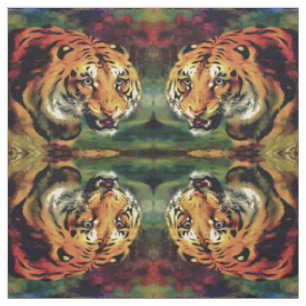 Tissu Snarling Tiger Portrait Artistique