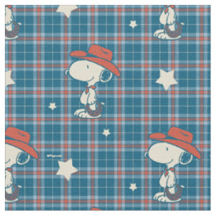 Tissu Snoopy Cowboy Carreaux et Étoile