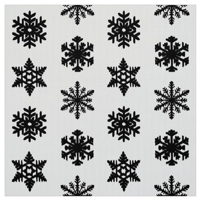 Tissu Snowflakes Ikat - Blanc et noir (Échantillon)