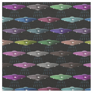Tissu Soucoupes volantes multicolores UFO