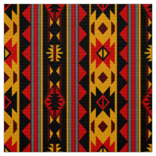 Tissu Southwest Design Red Black Gold Tribal Motif