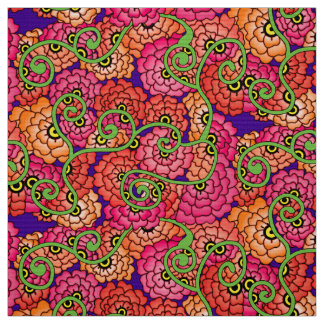 Tissu Spirales de fleurs - Chaud