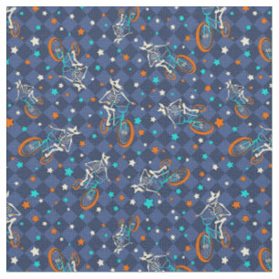 Tissu Squelettes de Loup-Garou et Vélos BMX Motifs