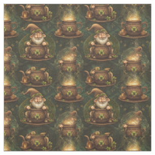 Tissu St. Patrick Gnome Pot of Gold Vintage Motif