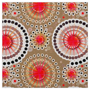 Tissu Starburbs et pingwheel, taupe, rouge, blanc
