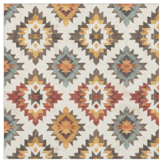 Tissu Starburst du Sud-Ouest Motif-Tribal rustique