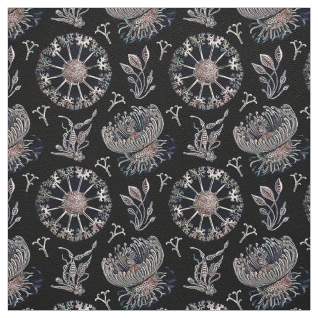 Tissu Starfish Jellyfish Seawey Black Motif (Échantillon)
