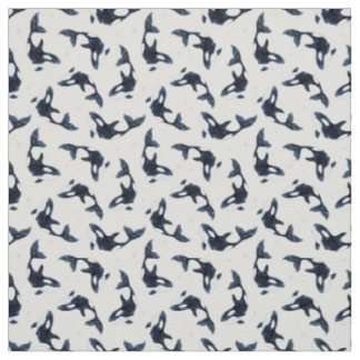 Tissu Starry Ocean Orca Whales Dreamy Blue Design