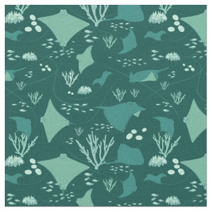Tissu Stingray Manta Rays Motif sous-marin bleu
