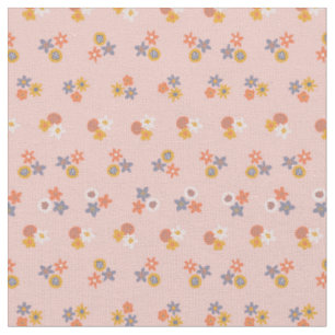 Tissu Style chic pêche bleu ditsy motif floral