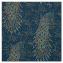 Tissu Style victorien noir Turquoise et or Peacocks