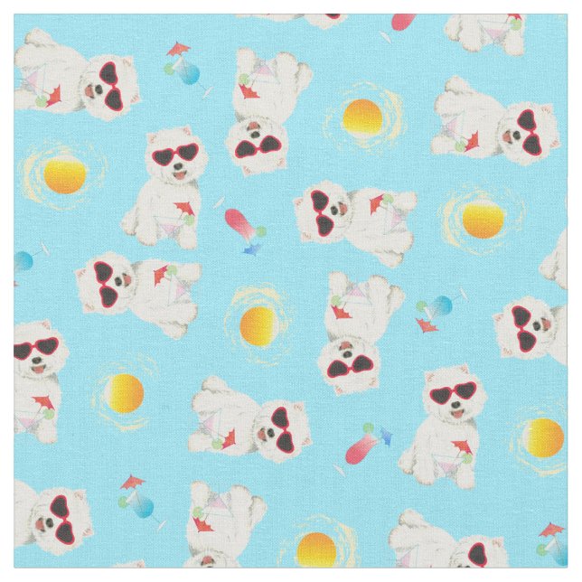 Tissu Summer Westie (Fermer)