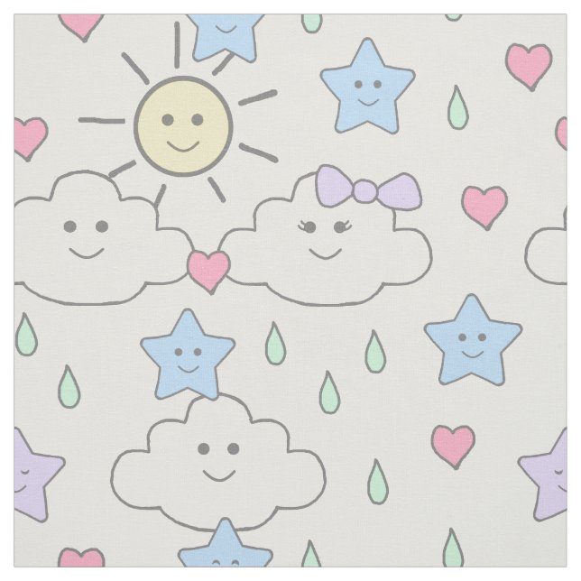 Tissu Sun Clouds Star Raindrops (Échantillon)