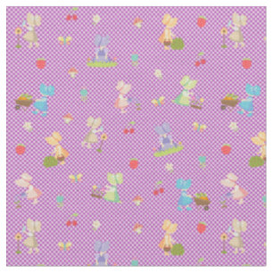 Tissu Sunbonnet Sue Gardening sur Bias Violet En vichy