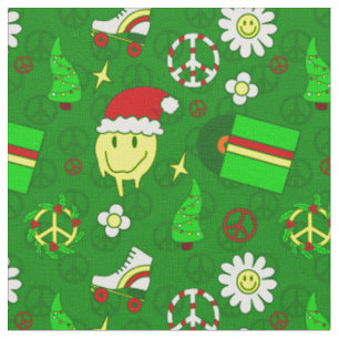 Tissu super noël face heureux père Noël 1970
