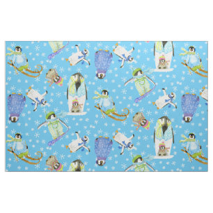 Tissu Surf des neiges de flocons de neige des pingouins
