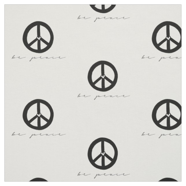 Tissu Symbole de paix en noir et blanc (Échantillon)