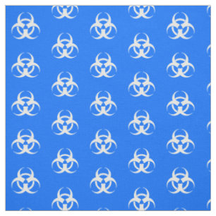 Tissu Symbole de risque biologique bleu et blanc