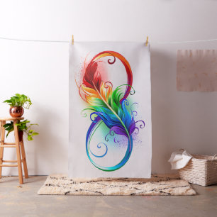 Tissu Symbole d'infini avec plume arc-en-ciel