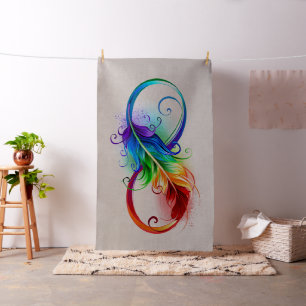 Tissu Symbole d'infini avec plume arc-en-ciel