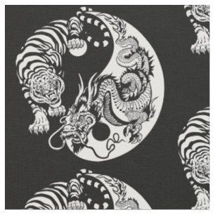 Tissu symbole du dragon et du tigre yin yang