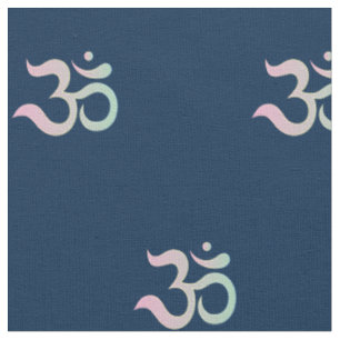 Tissu Symbole Om motif Sanskrit pastel rose rose bleu