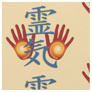 Tissu Symbole/signe REIKI et mains + votre backgr. et