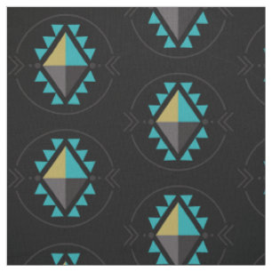Tissu Symbole tribal aztèque Motif noir
