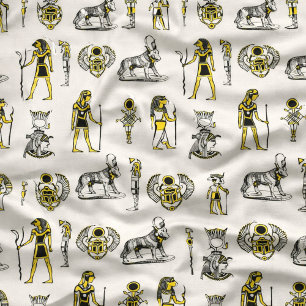 Tissu Symboles égyptiens anciens Hyroglifics Alphabet