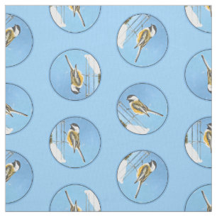 Tissu Tableau de la mangeoire d'hiver de chickadee Oisea