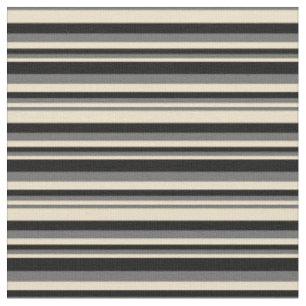 Tissu Tan, Dim Grey et Black Linked/Striped Motif