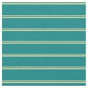 Tissu Tan et Motif Turquoise des rayures