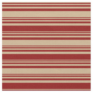 Tissu Tan et rouge foncé Lignes Motif