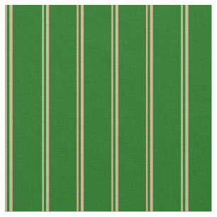 Tissu Tan et vert foncé Lignes Motif