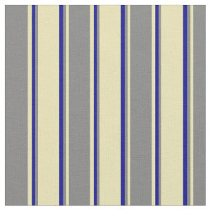 Tissu Tan, gris et Motif bleu foncé